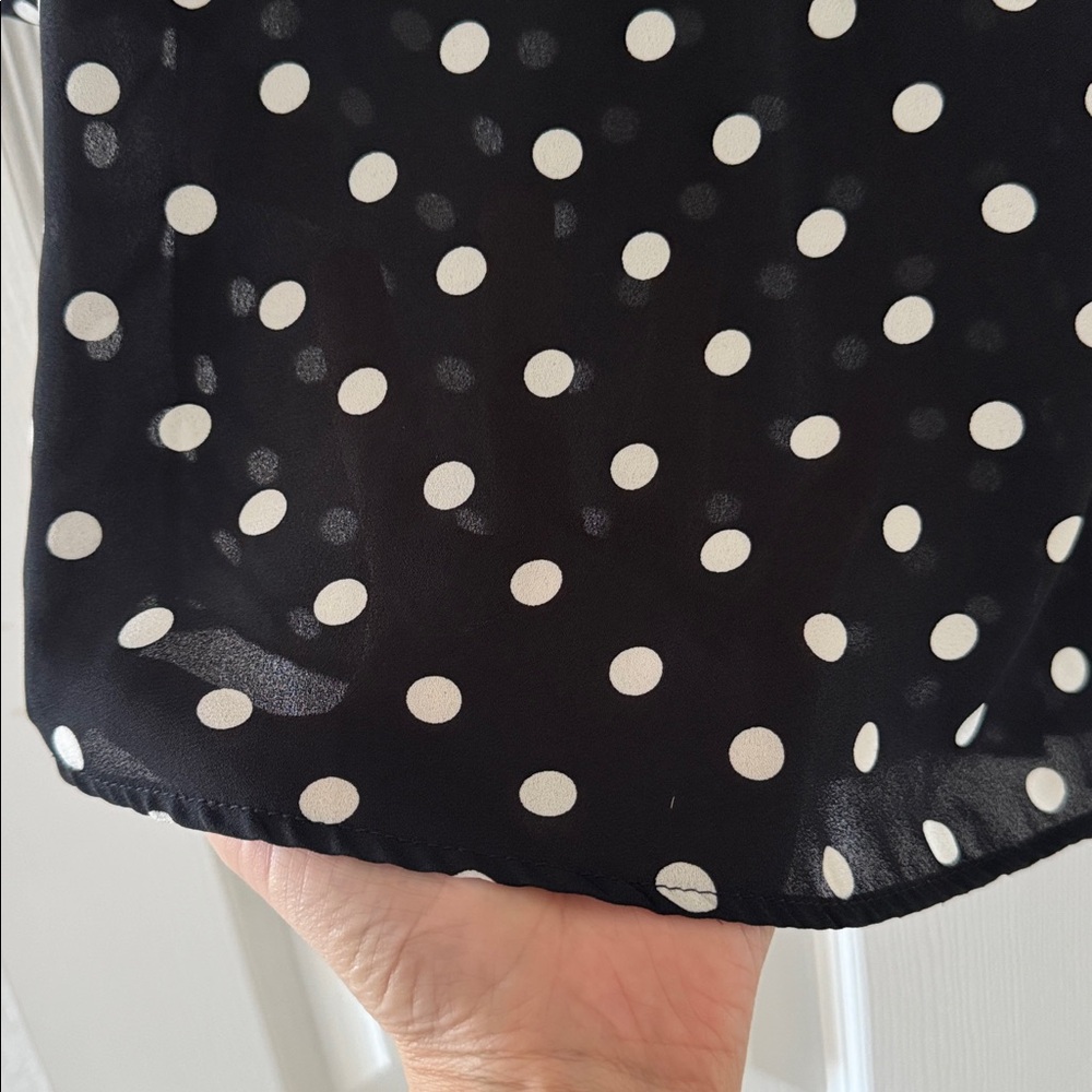 Philosophy Black and White Polka Dot Button Down Women’s Blouse, Size Medium - Picture 9 of 11